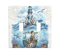 Plaque décorative pour interrupteur 2 interrupteurs à double bascule, trésor de l'océan d'été pour chambre, phare cool