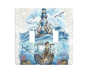 Plaque décorative pour interrupteur 2 interrupteurs à double bascule, trésor de l'océan d'été pour chambre, phare cool