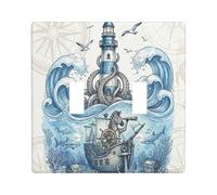 Plaque décorative pour interrupteur à 2 interrupteurs à double bascule, trésor de l'océan d'été pour chambre, phare cool