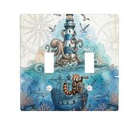 Plaque décorative pour interrupteur à 2 interrupteurs à double bascule, trésor de l'océan d'été pour chambre, phare cool