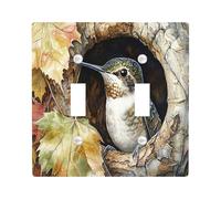 Plaque décorative pour interrupteur à 2 interrupteurs - Double bascule - Trou d'arbre d'automne - Plaque électrique pour cuisine et salle de bain - Motif feuille d'érable