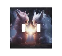 Plaque décorative pour interrupteur à bascule, 2 plaques murales de taille moyenne 12,4 x 12,7 cm, blanc et rose, plaque murale en polycarbonate thermoplastique