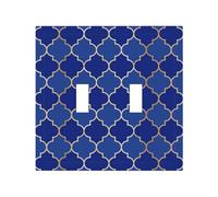 Plaque décorative pour interrupteur à bascule, 2 plaques murales de taille moyenne 12,4 x 12,7 cm, bleu et doré, formes de lanternes, plaque murale, polycarbonate thermoplastique