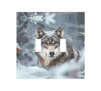 Plaque décorative pour interrupteur à bascule, 2 plaques murales de taille moyenne 12,4 x 12,7 cm, caches de sortie Majestic Snowy Wolf, plaque murale, polycarbonate thermoplastique