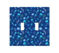 Plaque décorative pour interrupteur à bascule, 2 plaques murales de taille moyenne 12,4 x 12,7 cm, coque de méduse bleue, plaque murale, polycarbonate thermoplastique