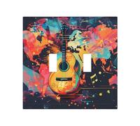 Plaque décorative pour interrupteur à bascule, 2 plaques murales de taille moyenne 12,4 x 12,7 cm, illustration carte du monde guitare, plaque murale, polycarbonate thermoplastique