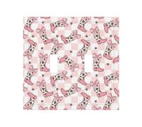 Plaque décorative pour interrupteur à bascule, 2 plaques murales de taille moyenne 12,4 x 12,7 cm, motif damier rose, bottes de cowgirl, plaques murales, polycarbonate thermoplastique