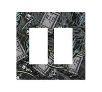 Plaque décorative pour interrupteur à bascule, 2 plaques murales de taille moyenne 12,4 x 12,7 cm, motif de faucheuse tombstone, plaque murale, plaque murale en polycarbonate thermoplastique