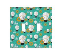 Plaque décorative pour interrupteur à bascule, 2 plaques murales de taille moyenne 12,4 x 12,7 cm, motif ampoule, plaque murale, polycarbonate thermoplastique
