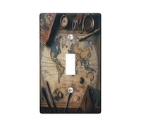 Plaque décorative pour interrupteur à bascule simple avec carte au trésor nautique, plaque frontale électrique rustique pour chambre à coucher, salle de bain, plaque de commutation vintage de taille