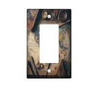 Plaque décorative pour interrupteur à bascule simple avec carte au trésor nautique, plaque frontale électrique rustique pour chambre à coucher, salle de bain, plaque de commutation vintage de taille