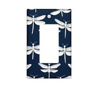 Plaque décorative pour interrupteur à bascule simple avec motif libellule bleue sans couture, vintage, insecte, pour cuisine, salle de bain, art rétro