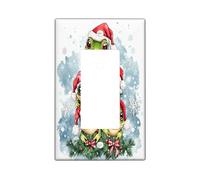 Plaque décorative pour interrupteur à bascule simple en forme de grenouilles de Noël, motif houx aquarelle, plaque d'interrupteur, plaque frontale électrique pour cuisine, salon
