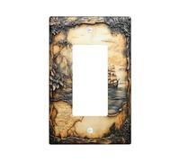 Plaque décorative pour interrupteur à bascule unique en forme de carte au trésor en relief - Pour décoration de chambre à coucher, salle de bain, pirates - Taille standard