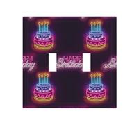 Plaque décorative pour interrupteur à levier - 2 plaques murales de gangs - Taille moyenne - 10,2 x 12,7 cm - Couvercle de prise de phare Joyeux anniversaire - Plaque murale en polycarbonate