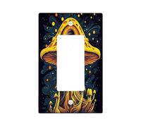 Plaque décorative pour interrupteur de lumière d'Halloween - Motif œil de champignon - 1 interrupteur à bascule unique - Plante psychédélique effrayante - Plaque électrique effrayante pour chambre à