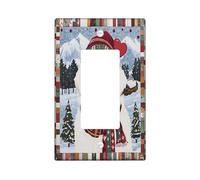 Plaque décorative pour interrupteur de Noël motif chien des Pyrénées - 1 interrupteur à bascule simple - Patchwork de Noël - Pour cuisine, salle de bain, animal domestique