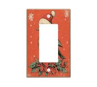 Plaque décorative pour interrupteur de Noël, rouge-gorge, oiseau, 1 interrupteur à bascule simple, vintage, poinsettia de Noël pour cuisine, salle de bain, décoration d'hiver