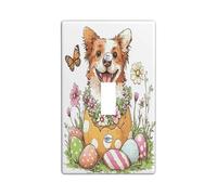 Plaque décorative pour interrupteur de printemps Pâques Bretagne avec 1 bouton unique, œufs mignons et amusants, plaque électrique pour chambre à coucher