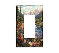 Plaque décorative pour interrupteur fantaisie motif ours chasseurs 1 interrupteur à bascule unique, forêt florale, montagne, façade électrique pour cuisine, salle de bain, décoration d'interrupteur