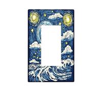 Plaque décorative pour interrupteur motif phare abstrait bleu, 1 interrupteur à bascule simple, plaque frontale électrique amusante pour chambre à coucher, salle de bain, nautique cool, taille