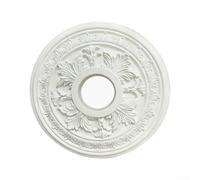 Plaque décorative ronde blanche pour luminaires et ventilateurs - Motif rétro - En polyuréthane - Diamètre extérieur : 39 cm - Trou intérieur : 10 cm - Décoration d'intérieur élégante