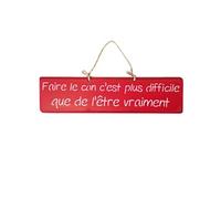 Plaque décorative rouge en bois - Faire le con