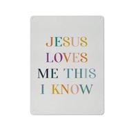 Plaque décorative rustique en métal, motif chrétien : « Jésus m’aime, je le sais », affiche murale, œuvre d’art moderne pour la maison ou le bureau, 30 x 40 cm