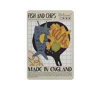 Plaque décorative rustique en métal, motif fish and chips, 20 x 30 cm (8 x 12 pouces), style moderne.