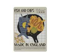 Plaque décorative rustique en métal, motif fish and chips, 30 x 40 cm (12 x 16 pouces). Décoration murale moderne pour la cuisine.