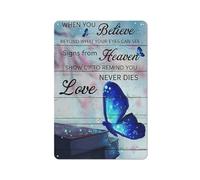 Plaque décorative rustique en métal « Papillon » - Décoration vintage « Croire » - Décoration murale pour la maison, la cuisine, le bar, le café, le club ou une cave - Plaque rétro en métal 20 x 30