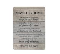 Plaque décorative rustique en métal « Que cette maison soit un lieu de bonheur » - Citation inspirante pour la maison, la cuisine, la salle de bain, le salon - Cadeau de pendaison de crémaillère -