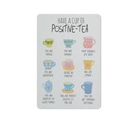 Plaque décorative rustique en métal « Thé positif », 20 x 30 cm (8 x 12 pouces), idéale pour un cabinet de thérapeute ou un espace dédié à la santé mentale. Décoration avec affirmations positives.