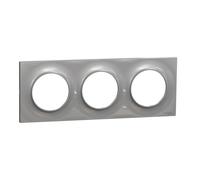 Schneider Electric - Plaque de finition Odace Styl S520706E 3 postes Aluminium entraxe 71 mm