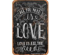 Plaque décorative vintage « All You Need Is Love Is All You Need » - 20 x 30 cm