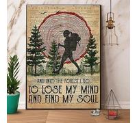 Plaque décorative vintage amusante en métal avec inscription « And Into The Forest I Go To Lose My Mind And Find My Soul » - 20,3 x 30,5 cm