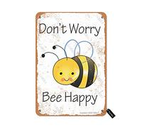Plaque décorative vintage « Don'T Worry Bee Happy » - 20 x 30 cm - Pour la maison, la cuisine, la salle de bain, la ferme, le jardin