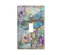 Plaque décorative vintage en forme de libellule pour interrupteur à bascule simple, plaque électrique en bois de campagne pour chambre à coucher, salle de bain, plaque d'interrupteur de taille