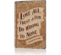 Plaque décorative vintage en métal avec citation de Shakespeare - Poster rétro amusant en étain pour homme - Décoration de cave, pub, ferme, dîner, café, extérieur - 20,3 x 30,5 cm