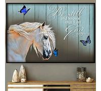 Plaque décorative vintage en métal avec inscription « Horse Be Still and Know That I Am God Butterfly Jesus Christian Bible » - Poster mural pour maison, cuisine, bar, pub, club, café - 20,3 x 30,5 cm