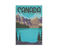 Plaque décorative vintage en métal représentant un lac des Rocheuses canadiennes, idéale pour la maison, le bureau, un bar, un café, un pub, un hangar ou une caverne d'homme, 30 x 40 cm