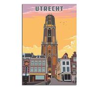 Plaque décorative vintage en métal, style rétro, humoristique, avec la silhouette d'Utrecht, Pays-Bas, pour la maison, le bureau, un bar, un café, un pub, un hangar, 30 x 30 cm