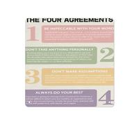 Plaque décorative vintage en métal « The Four agreements » - Pour bar, restaurant, café, salon, chambre à coucher, bureau, salle de bain - 30,5 x 30,5 cm