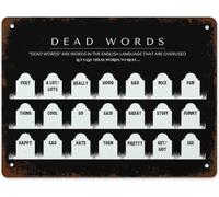 Plaque décorative vintage humoristique en métal « Mots morts », affiche éducative, cadeau pour professeur d'anglais, décoration murale pour salle de classe d'anglais, lycée, convient pour la maison,