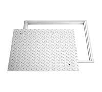Plaque d'Égout avec Cadre-Duoku-60x60 cm-pour Inspection de Drainage-en Acier au Carbone-Surface Antidérapante