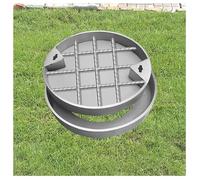 Plaque d'égout, Plaque d'égout Ronde et Invisible Robuste avec Cadre en Acier Inoxydable - Couvercle décoratif pour Fosse septique pour Cour, Trottoir et Parking (D80cm/31,5in)