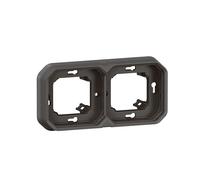 Support plaque étanche pour montage encastré 2 postes horizontaux ou verticaux Plexo - anthracite - 069607L - Legrand