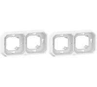 plaque d'encastrement - 2 postes - horizontal ou vertical - blanc - legrand plexo 069694l (Lot de 2)