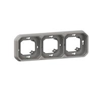 plaque d'encastrement - 3 postes - horizontal ou vertical - gris - legrand plexo 069687l