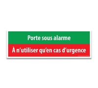 Plaque d'évacuation - Pictogramme Porte sous alarme - 300 x 100 mm - Vinyle